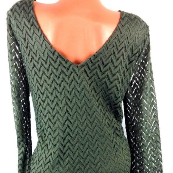 NWOT Maurices Olivine Sheer Sleeve Chevron Dress - Picture 4 of 6